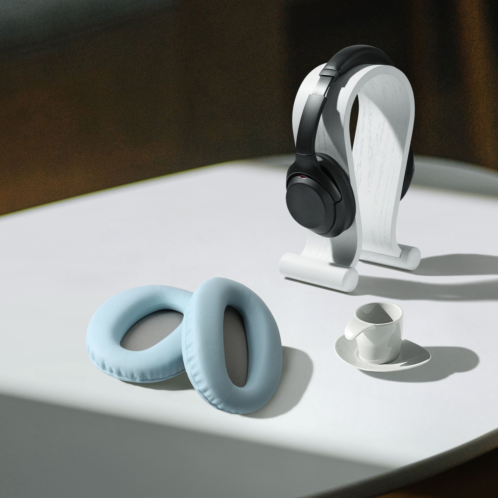 Kopfhörer - Ear Hellblau Polster für MDR-1000X Over Ohr 2x Headphones) / kwmobile für Sony WH-1000XM2 Kunstleder Ohrpolster (Ohrpolster Polster