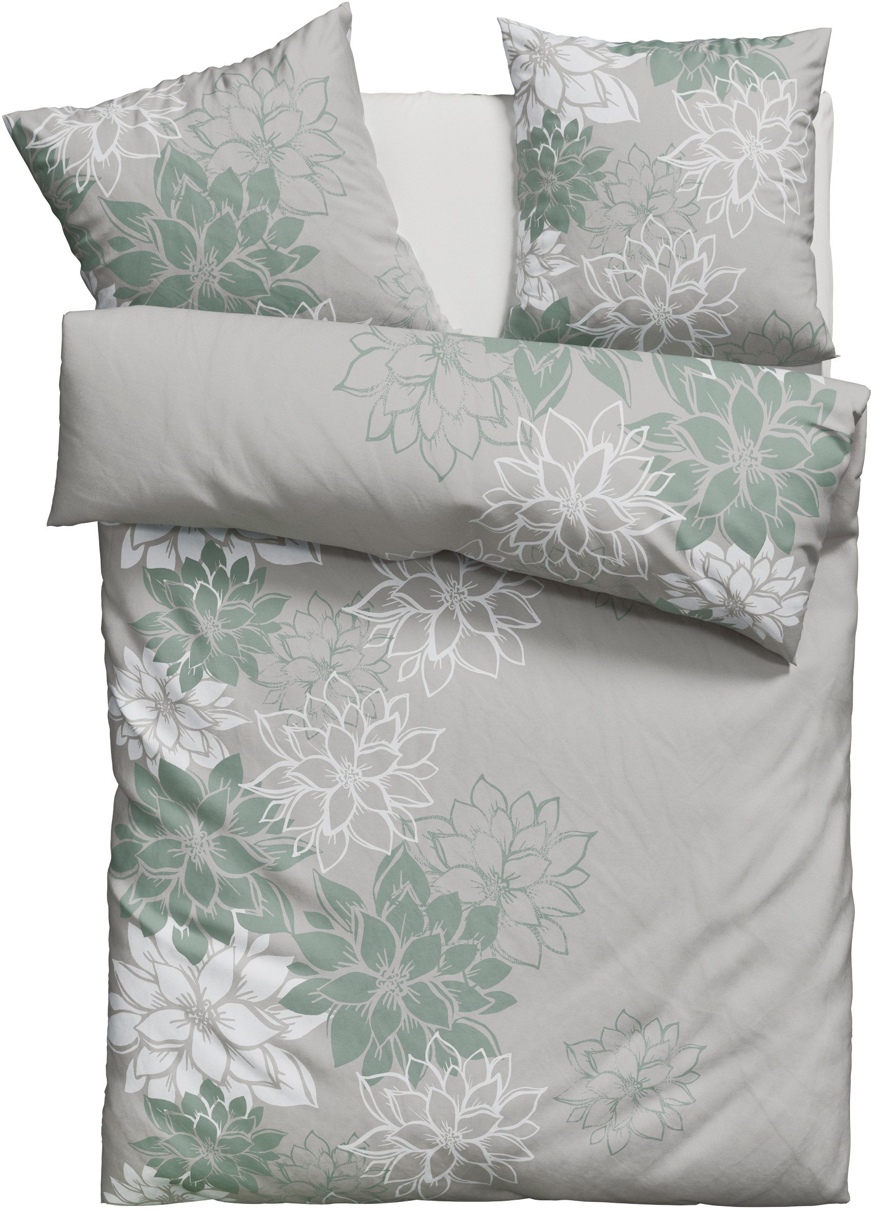 OTTO home Bettwäsche Susan in Gr. 135x200 oder 155x220 cm, Polycotton recycelt, 2 teilig, in verschiedenen Qualitäten, romantische Bettwäsche mit Blumen