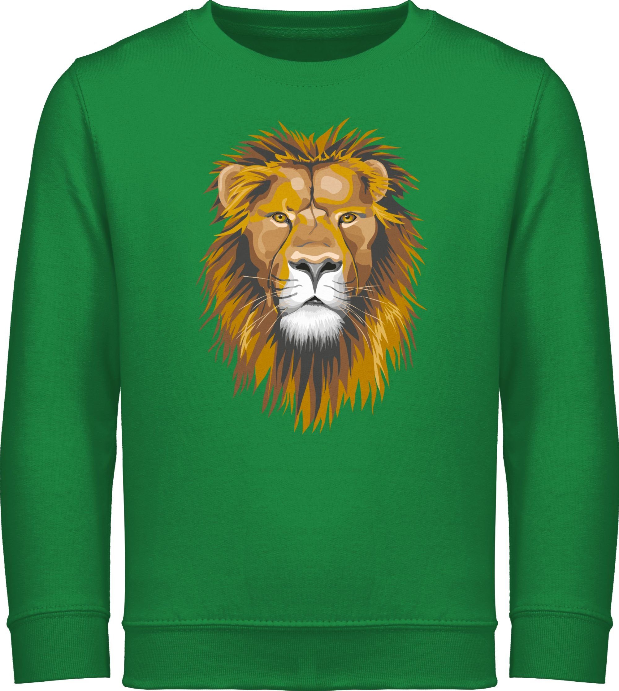 Shirtracer 2 Löwe Grün Sweatshirt Tiermotiv Animal Print