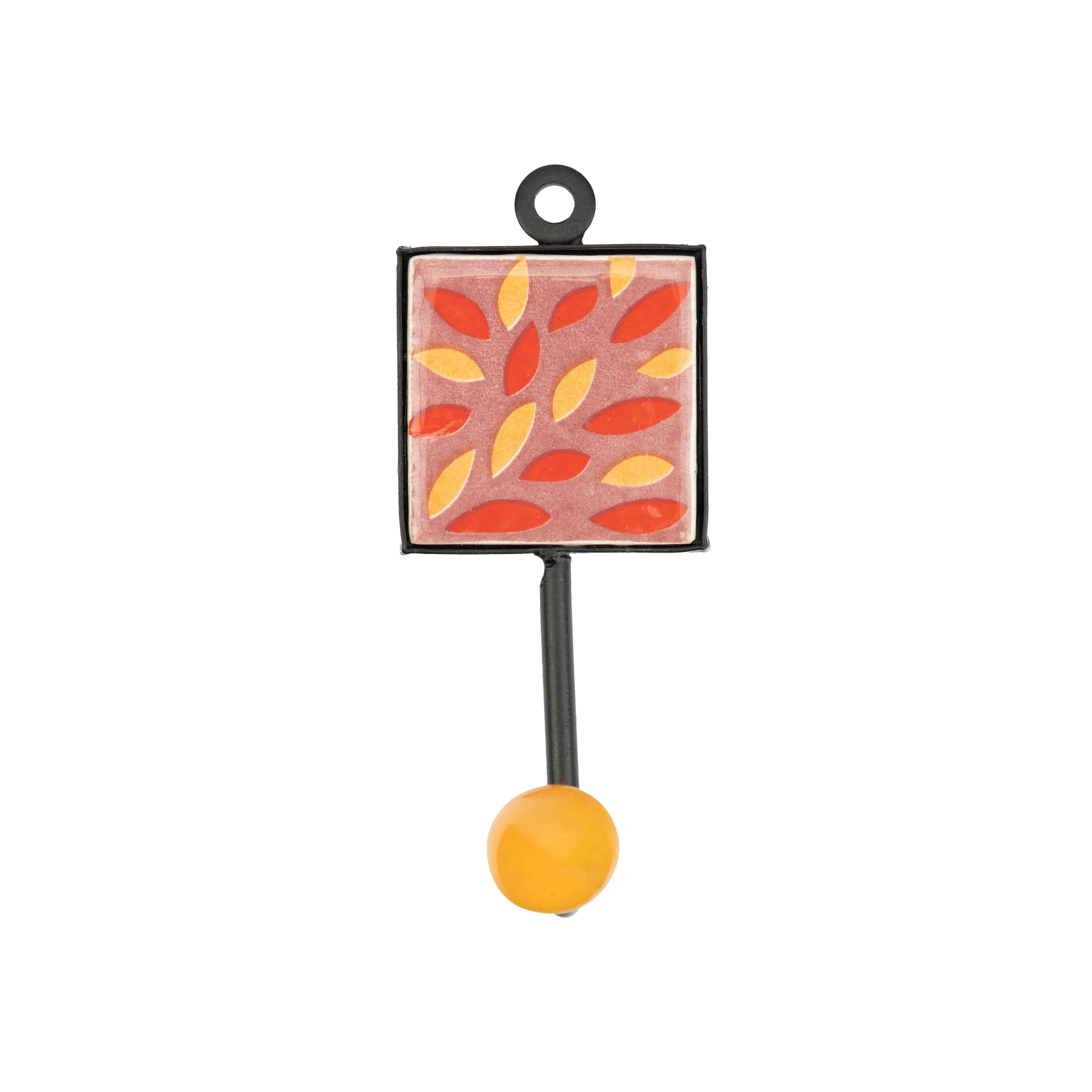 El Puente Garderobenhaken Garderobenhaken aus Keramik in Rosa-Orange, Handmade, Handmade