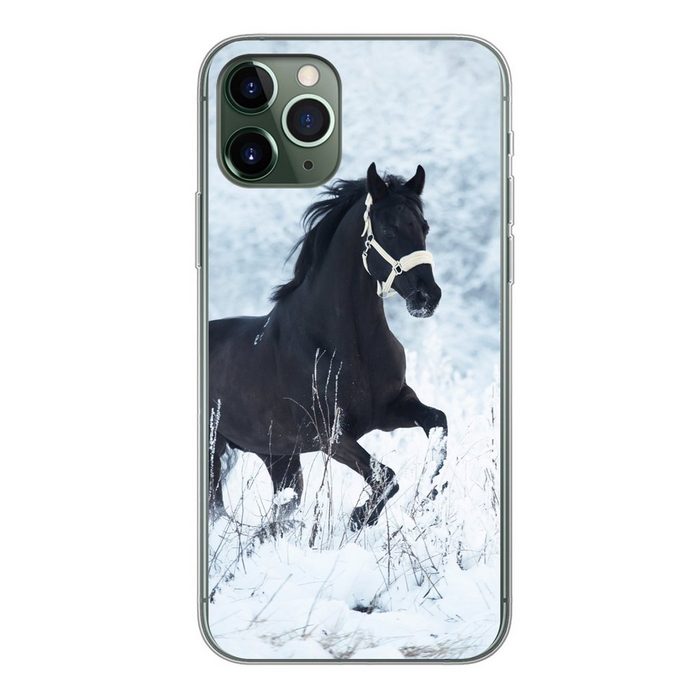 MuchoWow Handyhülle Pferd - Schnee - Winter Handyhülle Apple iPhone 11 Pro Smartphone-Bumper Print Handy