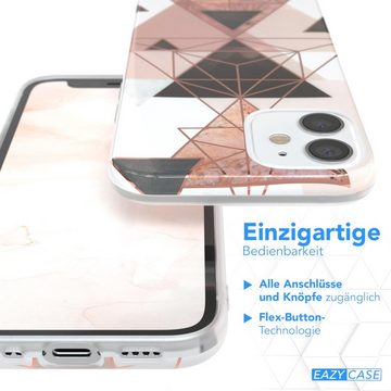 EAZY CASE Handyhülle IMD Motiv Cover für Apple iPhone 12 Mini 5,4 Zoll, Hülle mit Kameraschutz Slimcover Display Bumper Geometrie Rosa Braun