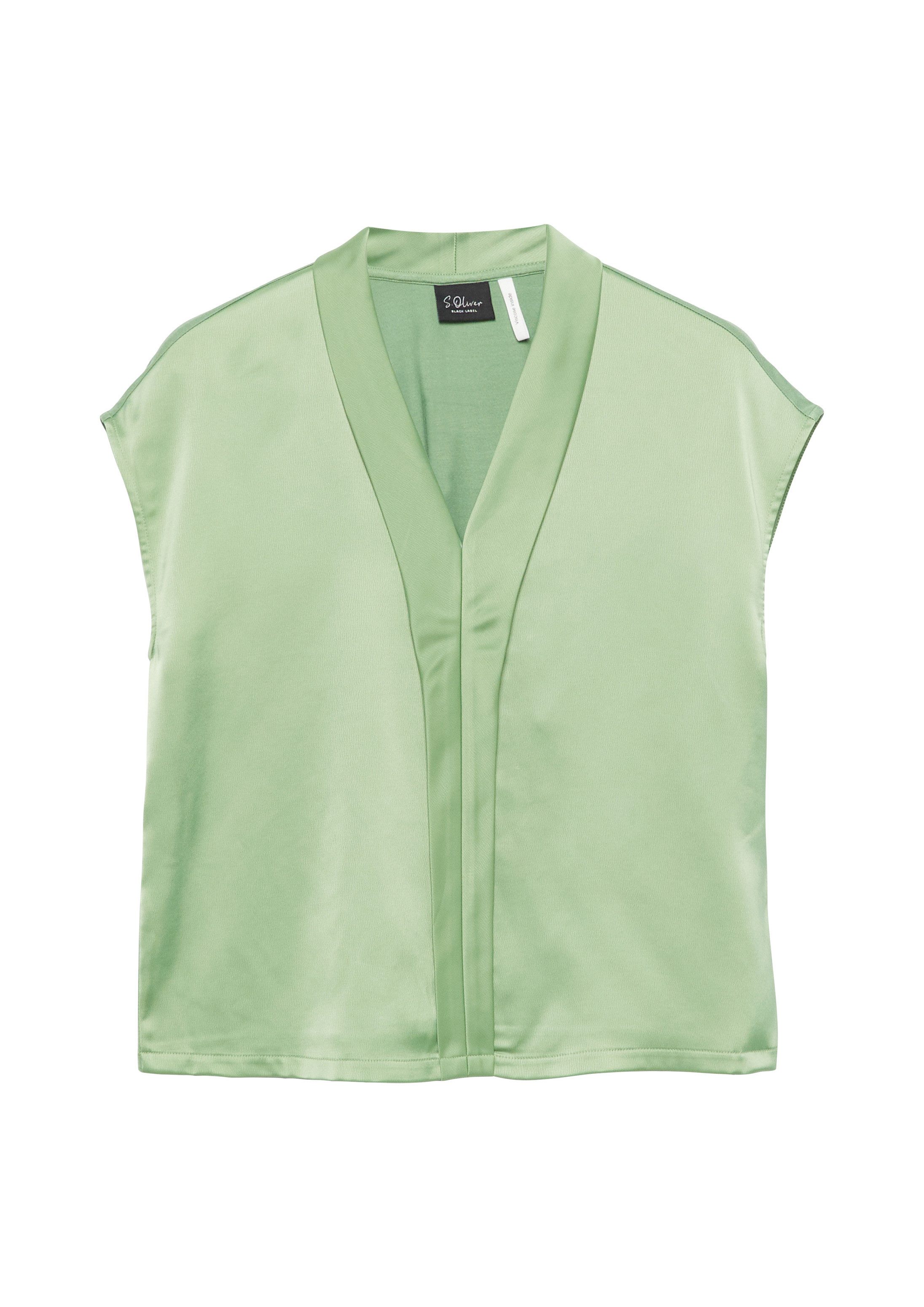 s.Oliver Kurzarmshirt T-Shirt T-Shirt aus Viskosemix mit Faltendetail