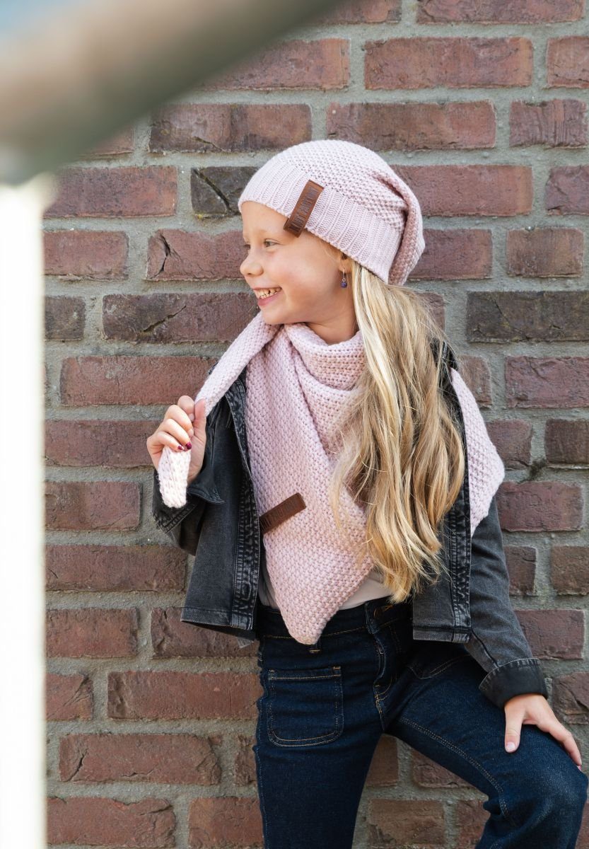 Knit Factory Schal Coco Dreiecksschals 140x60 cm Glatt Rosa, (1-St), Schal Strickschal Umhängetuch Tuch Strickware