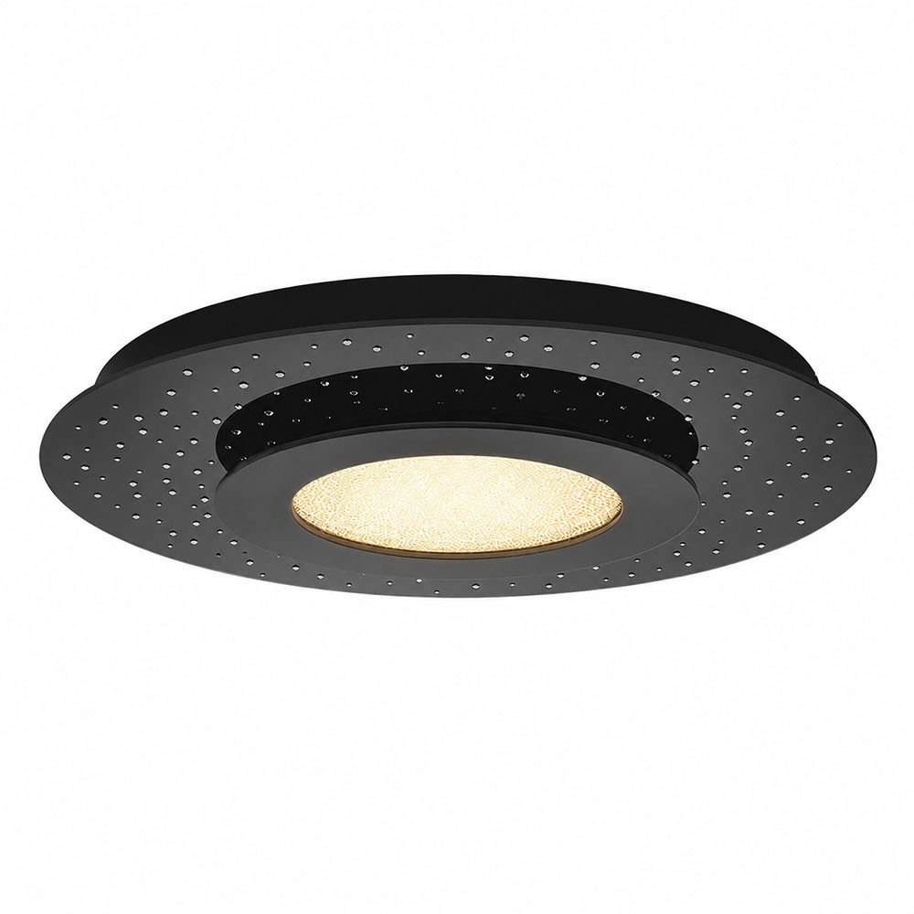 EGLO LED Deckenleuchte, LED-Leuchtmittel fest verbaut, Warmweiß, LED Deckenlampe Deckenleuchte Fernbedienung Glas Dimmbar Schwarz D50cm