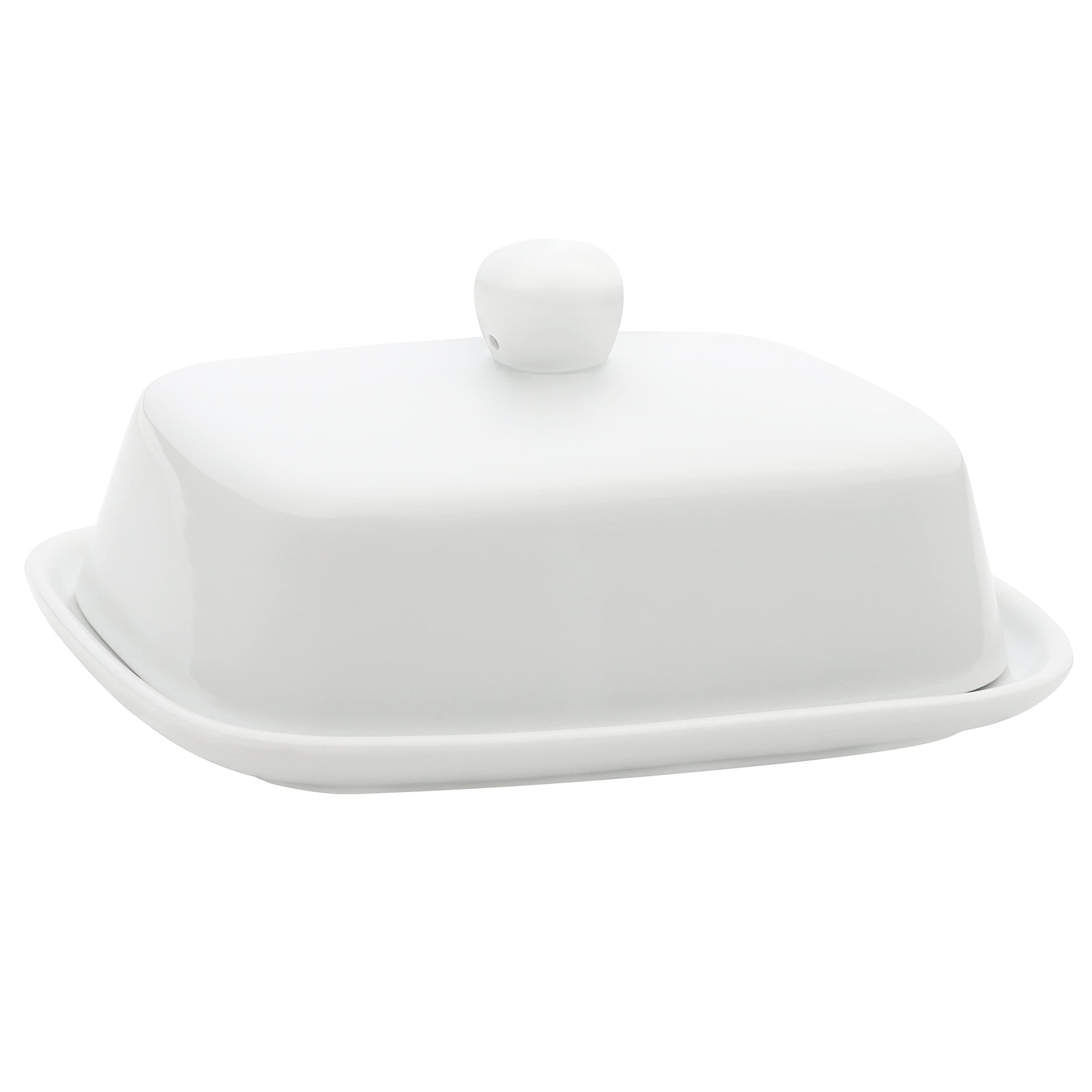 Belle Vous Aufbewahrungsdose Weiße Keramik Butterdose mit Griff und Deckel, White Ceramic Butter Dish with Handle and Lid