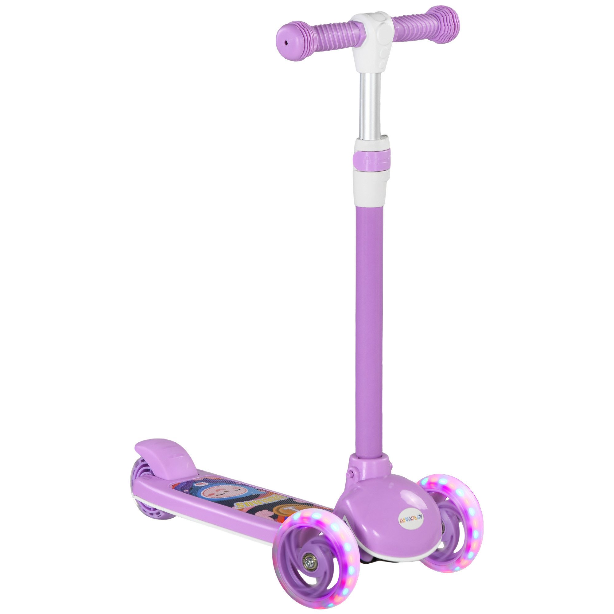 AIYAPLAY Scooter Roller Kinder Scooter mit LED Rädern 120 mm Rollen, 0 km/h, (klappbarer Kinderroller, 1 tlg., Höhenverstellbarer Tretroller), für Kinder 2-6 Jahre, Violett