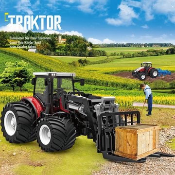 Esun RC-Traktor RC-Traktor Ferngesteuerter Frontschaufel Traktor Spielzeug ab 3 Jahre (Set, Komplettset), Ferngesteuert Ackerschlepper mit Licht und Sound