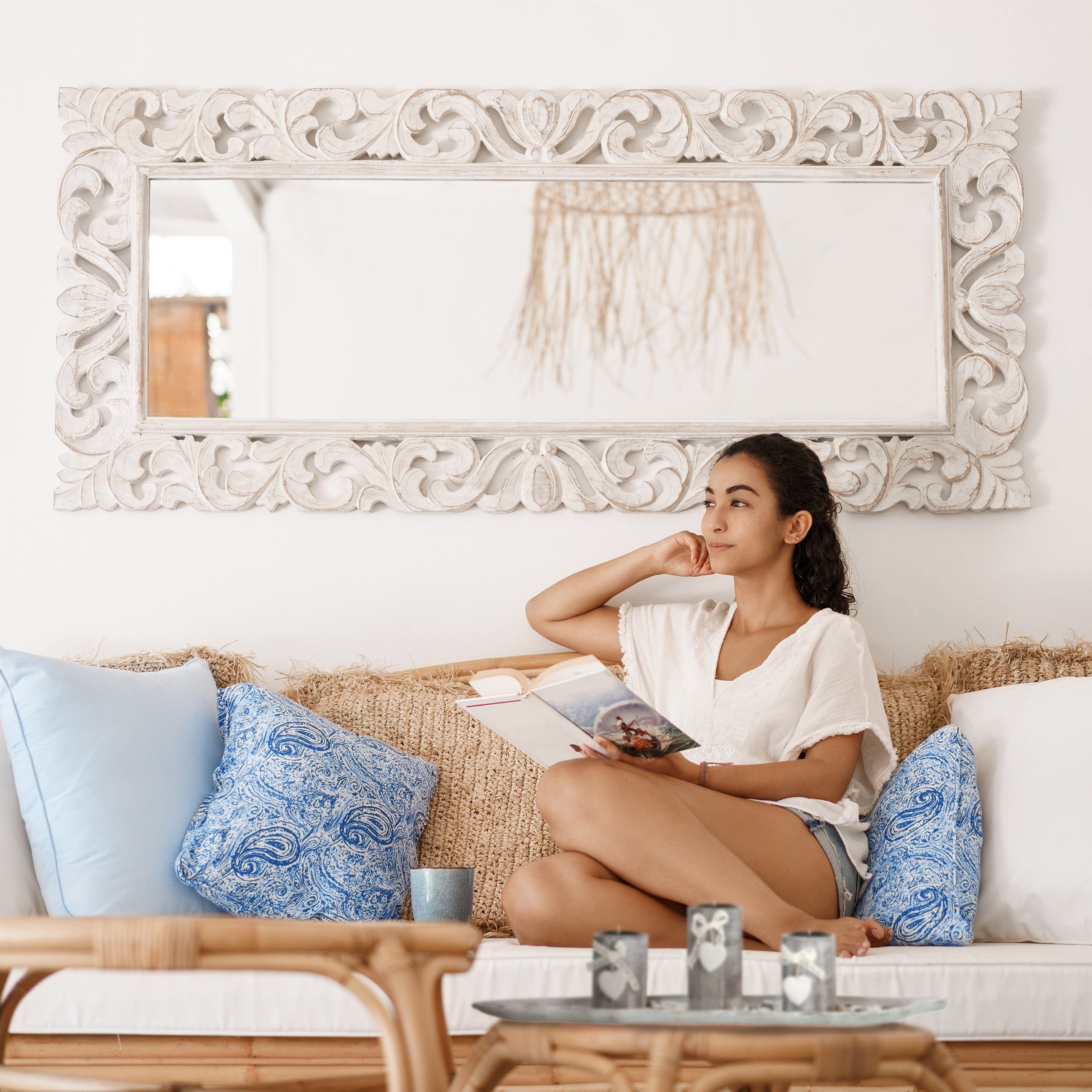 relaxdays Teelichthalter mit Tablett in Blattform
