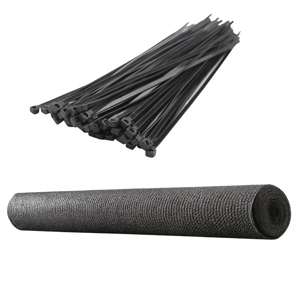 LEAN TOYS Schutznetz Schattiernetz Sichtschutznetz Zaunblende, BxL: 1.5x50.0 m, (Spar-Set, 1-St., 1,5 x 50 m UV-beständig), UV-beständig, 90 % Schattierung, 60 Klemmbänder
