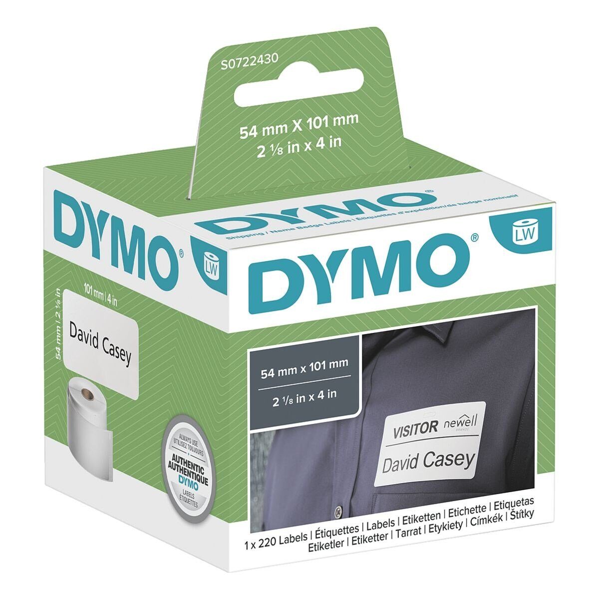 DYMO Thermorolle B/L: mm 101/54 220 Versand-Etiketten, S0722430