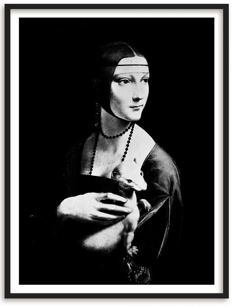 Wall-Art Poster Dame mit Hermelin, (1 Bild, St), Wandposter Poster, Wandbild, Menschen