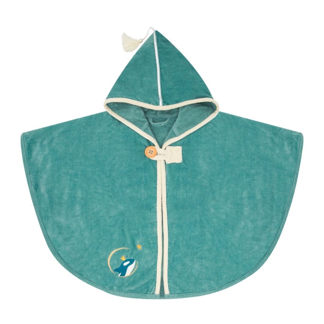 suebidou Badeponcho Badecape Poncho für Kinder Badeumhang verschiedene Farben/Motive, Kapuze, großer Knopf, Stickerei