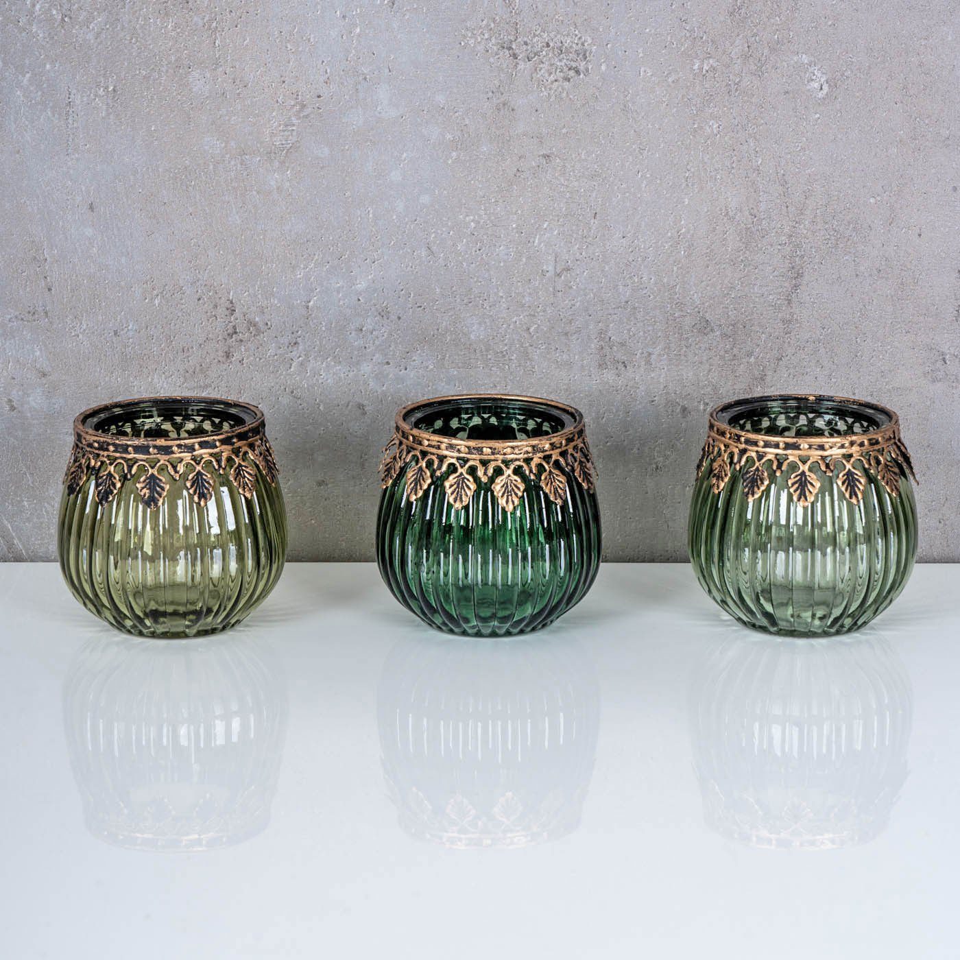Levandeo® Teelichthalter, 3er Set Orientalische Teelichthalter Grün Gold Gl günstig online kaufen