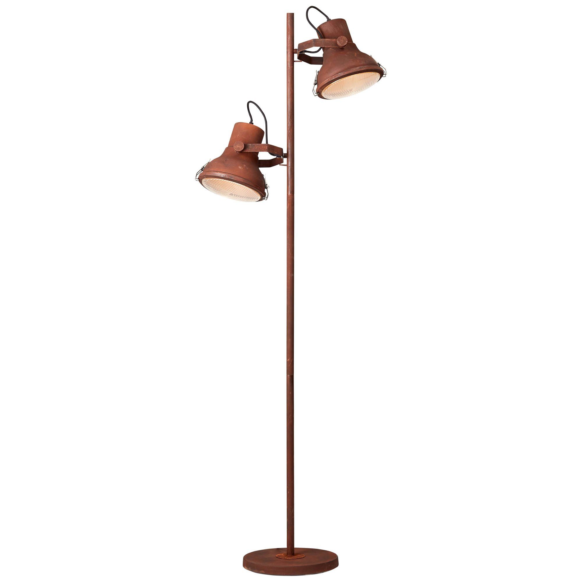 Stehlampe Metall, 2 Leuchtmittel, cm Breite, ohne E27, Brilliant 49 schwenkbar, Höhe, rost 160 x cm Frodo,
