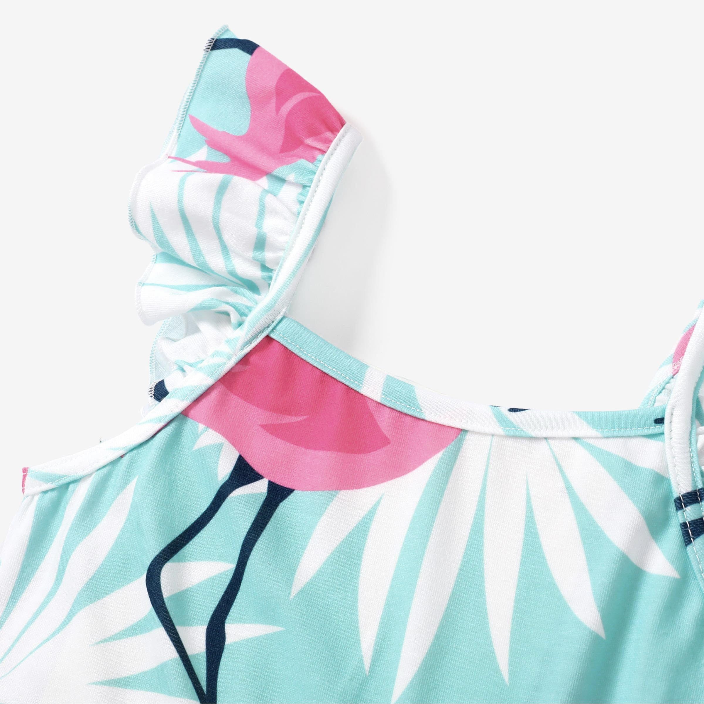 YI Druckkleid Mädchen Kleid Set,3 Flamingo ärmellose Rüschen Prinzessinnenkleider