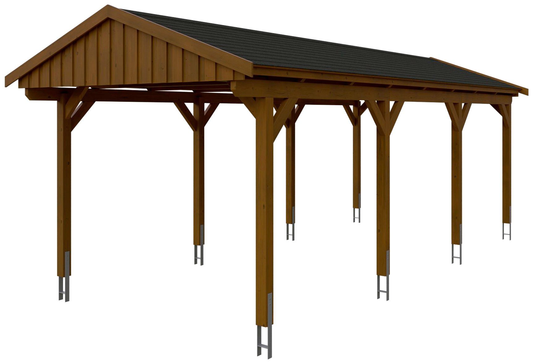 Thumbnail - Skanholz Einzelcarport Fichtelberg, BxT: 317x808 cm, 273 cm Einfahrtshöhe, mit schwarzen Schindeln