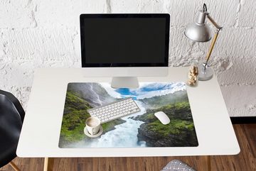 MuchoWow Gaming Mauspad Wasserfall Kjosfossen Foto (1-St), Büro für Tastatur und Maus, Mousepad Gaming, 90x60 cm, XXL, Großes