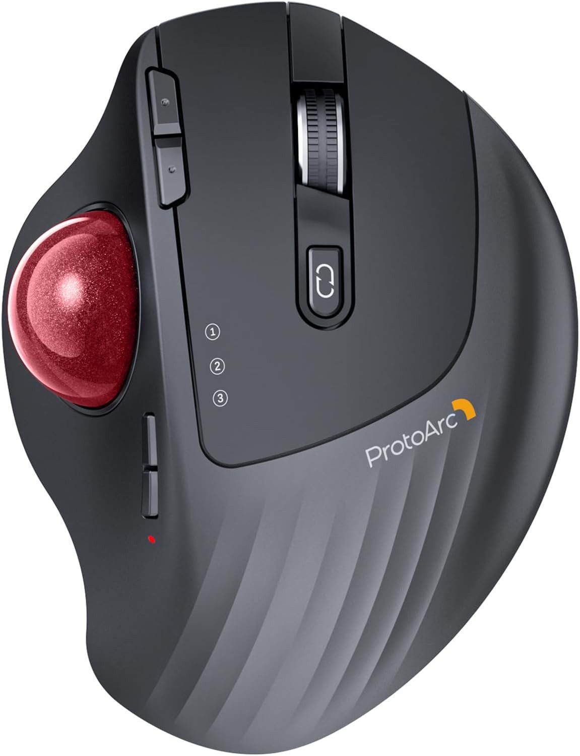 ProtoArc EM01 NL Trackball Maus Kabellos 5 DPI Einstellbar 2.4G USB 2*Bluetooth Maus (Bluetooth, Funk, Daumensteuerung, Verstellbarer Winkel Wiederaufladbare Maus)
