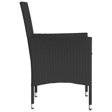 vidaXL Gartenstuhl Gartenstühle mit Kissen 2 Stk. Schwarz Poly Rattan (1 St)