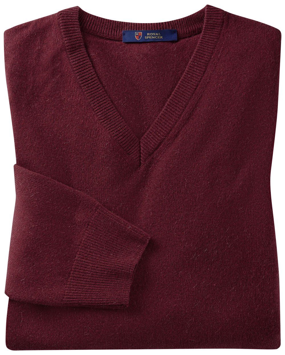 Royal Spencer V-Ausschnitt-Pullover mit Feinripp-Bündchen für den perfekten Sitz