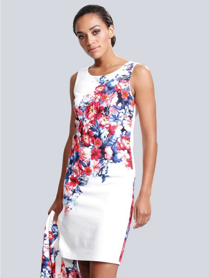 Alba Moda Kleid mit floralem Druck in weiß