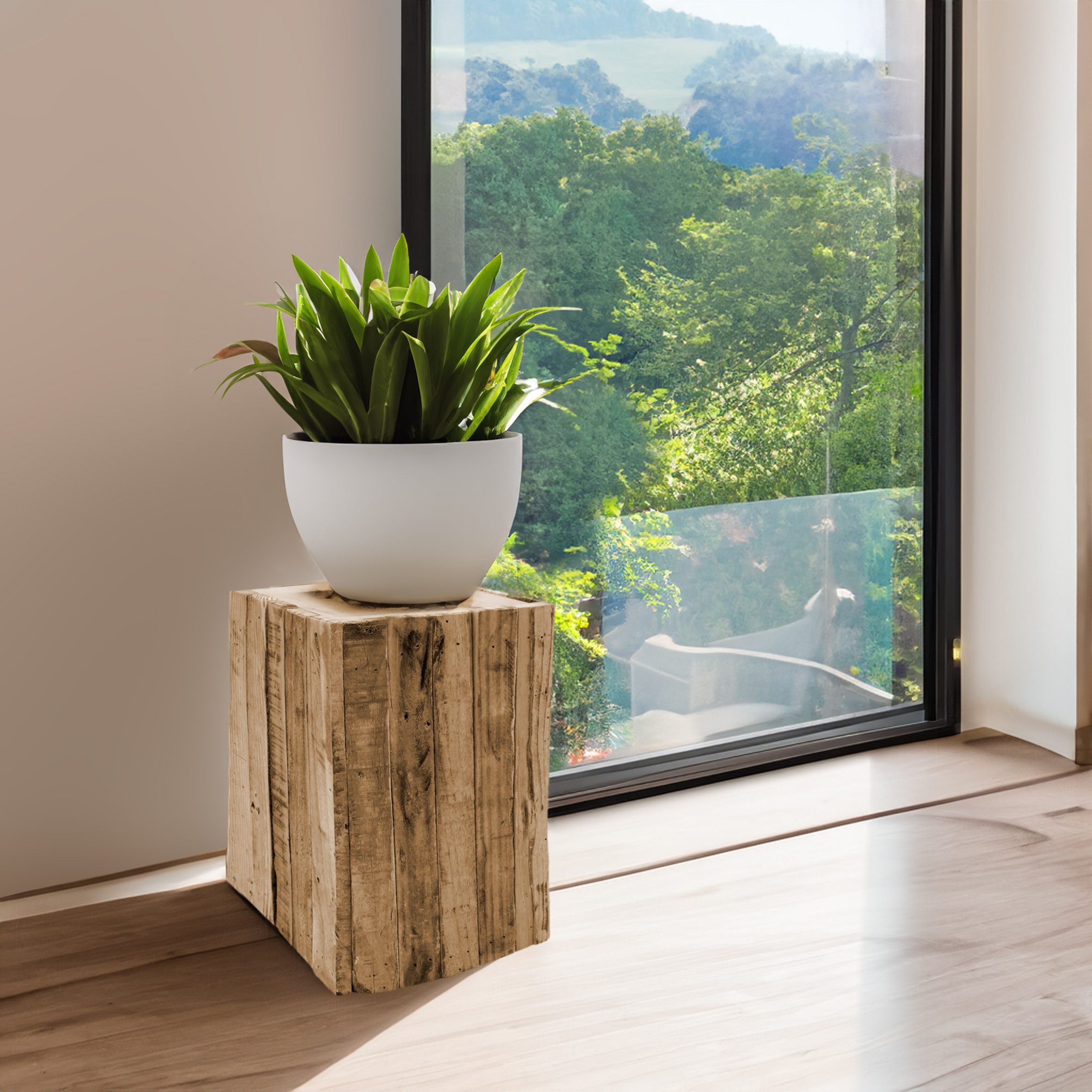 Spetebo Blumentisch Holz Sockel LEON - S - ca. 30x20 cm (Packung, 1-St., Ständer aus Holzlatten), dekorativer kleiner Holzständer – Bild 3 von 3