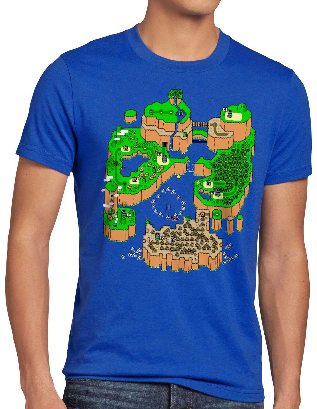Mario T-Shirt style3 SNES n64 Herren Konsole Print-Shirt Karte Videospiel