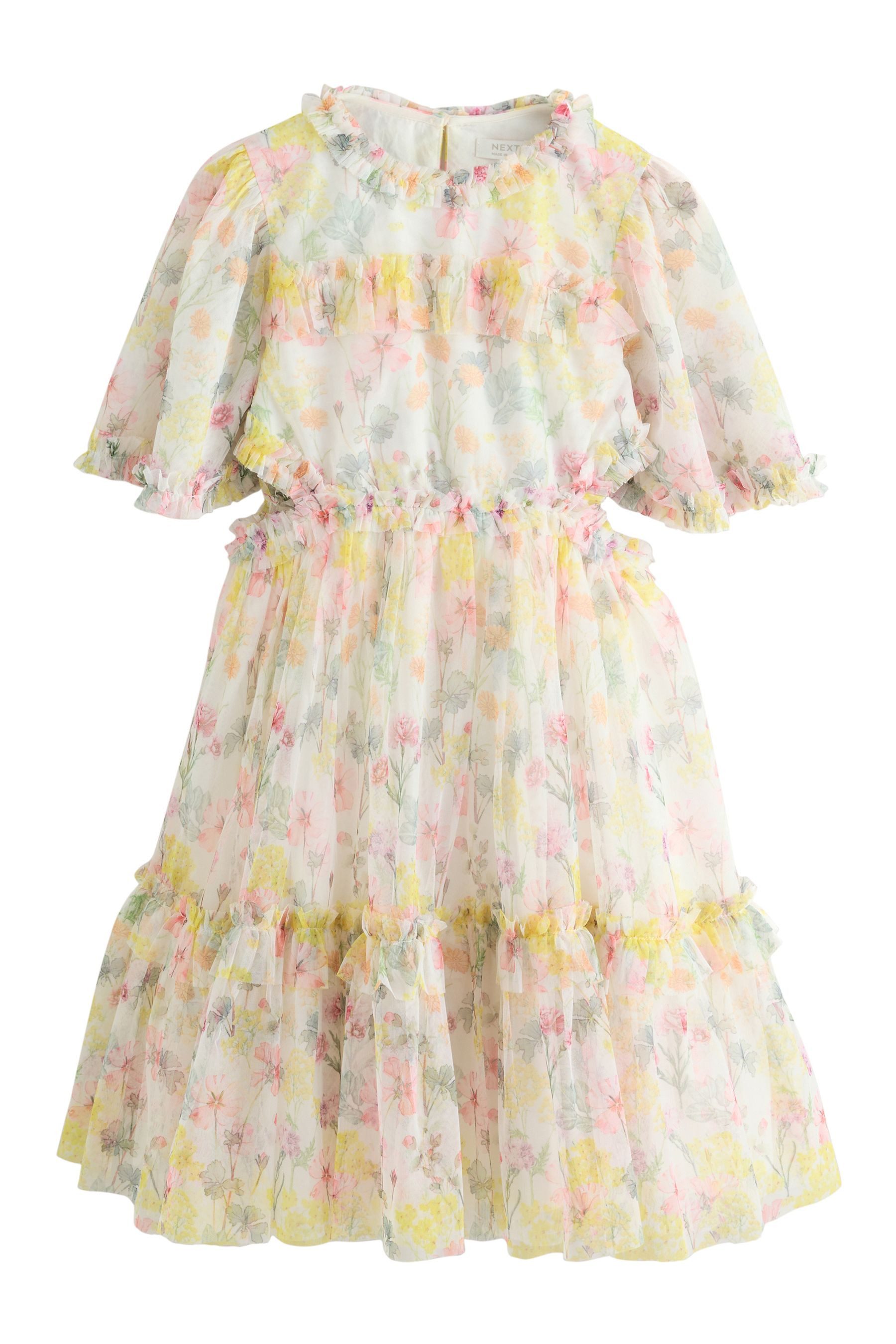 Partykleid Festliches Kleid aus Mesh mit Engelsärmeln