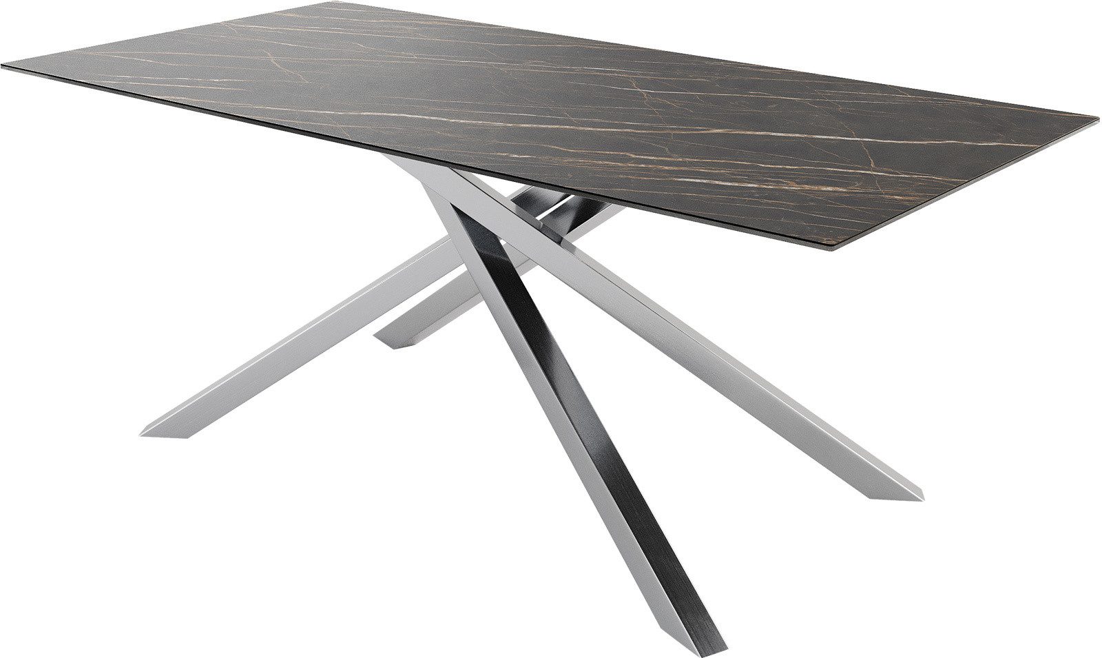 DELIFE Esstisch Edge, 200x100 cm Keramik Laminam® Noir Desir Braun Kreuzgestell Rechteck Sch