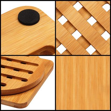 Belle Vous Getränkeuntersetzer Hitzebeständige Bambus-Untersetzer (4 Stück), 1-tlg., Bamboo Coasters - Heat Resistant (4 pcs)