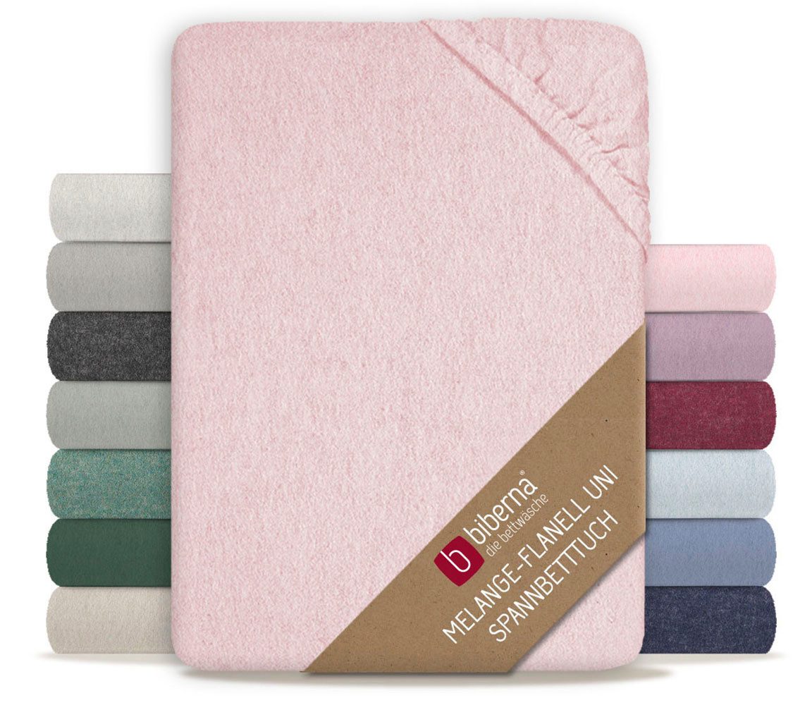 Biberna Spannbettlaken 0841380 HERMAL Premium Melange-Biber Spannbetttuch 100% Baumwolle, Flanell, Gummizug: rundum, (1 Stück), Biber, wärmend & weich, Rundumgummi, ab Größe 90 x 200 cm