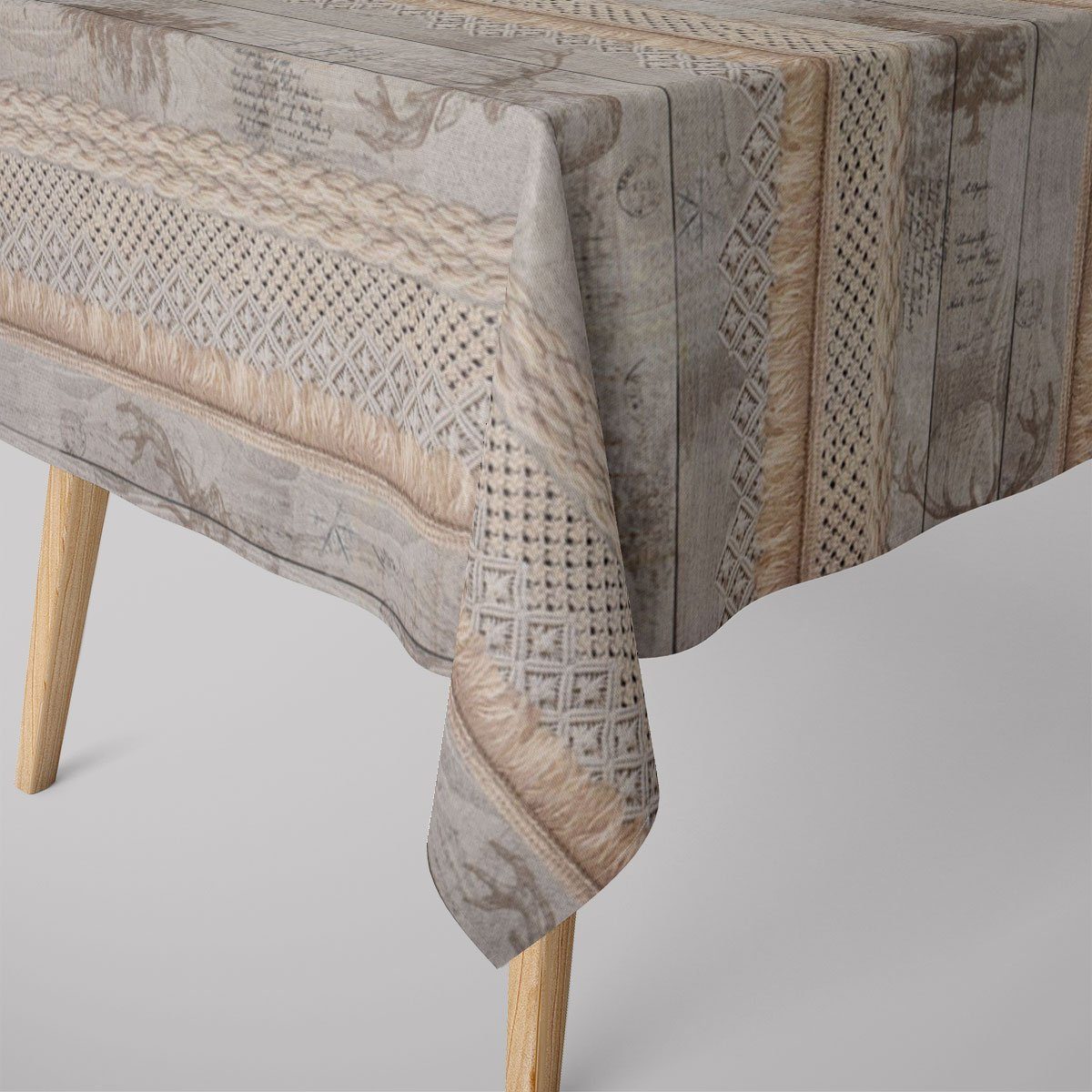 SCHÖNER LEBEN. Tischdecke SCHÖNER LEBEN. Tischdecke Holz Latten Hirschkopf günstig online kaufen