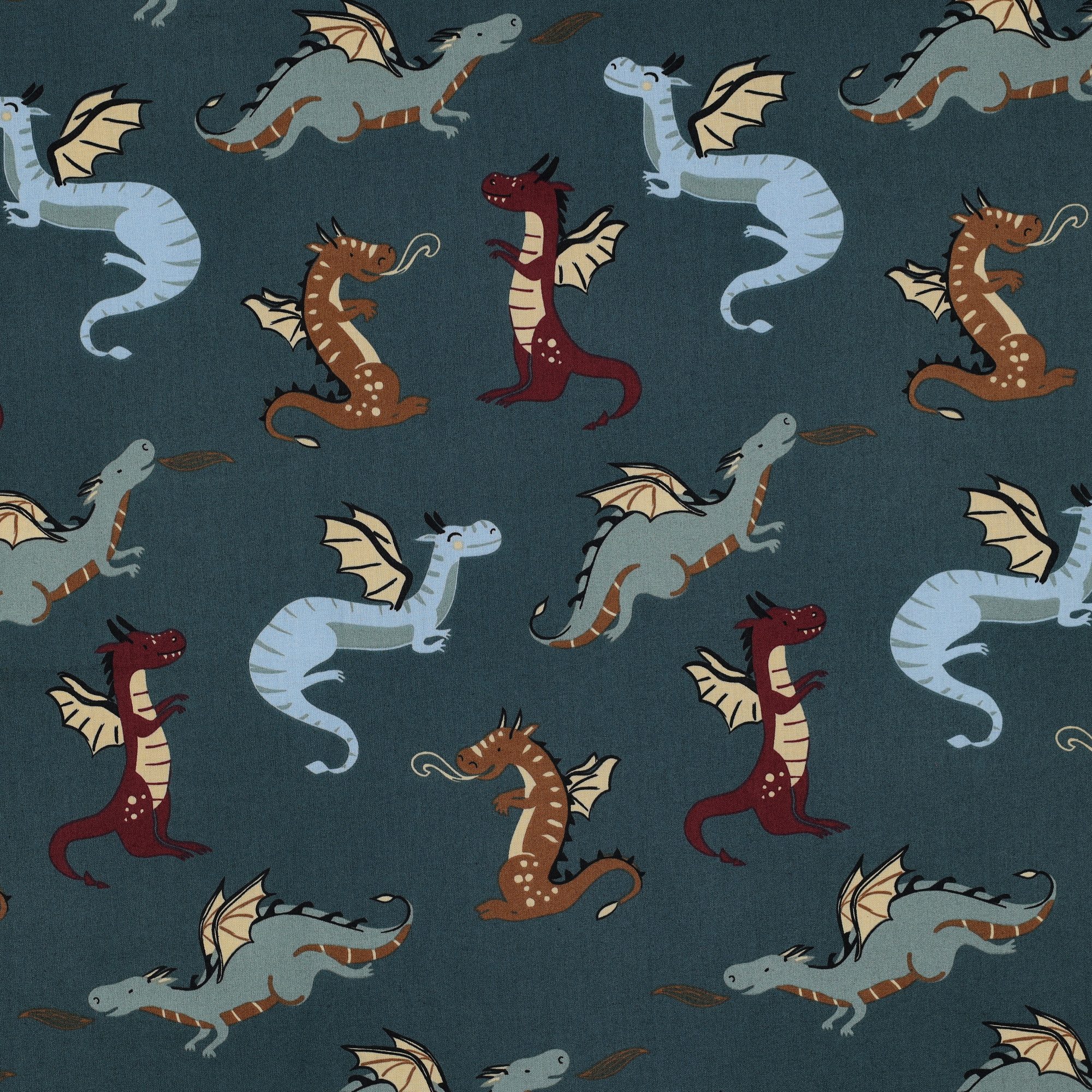 MAGAM-Stoffe Stoff "Drachen", Kinder Baumwollstoff OEKO-TEX Meterware ab 50cm