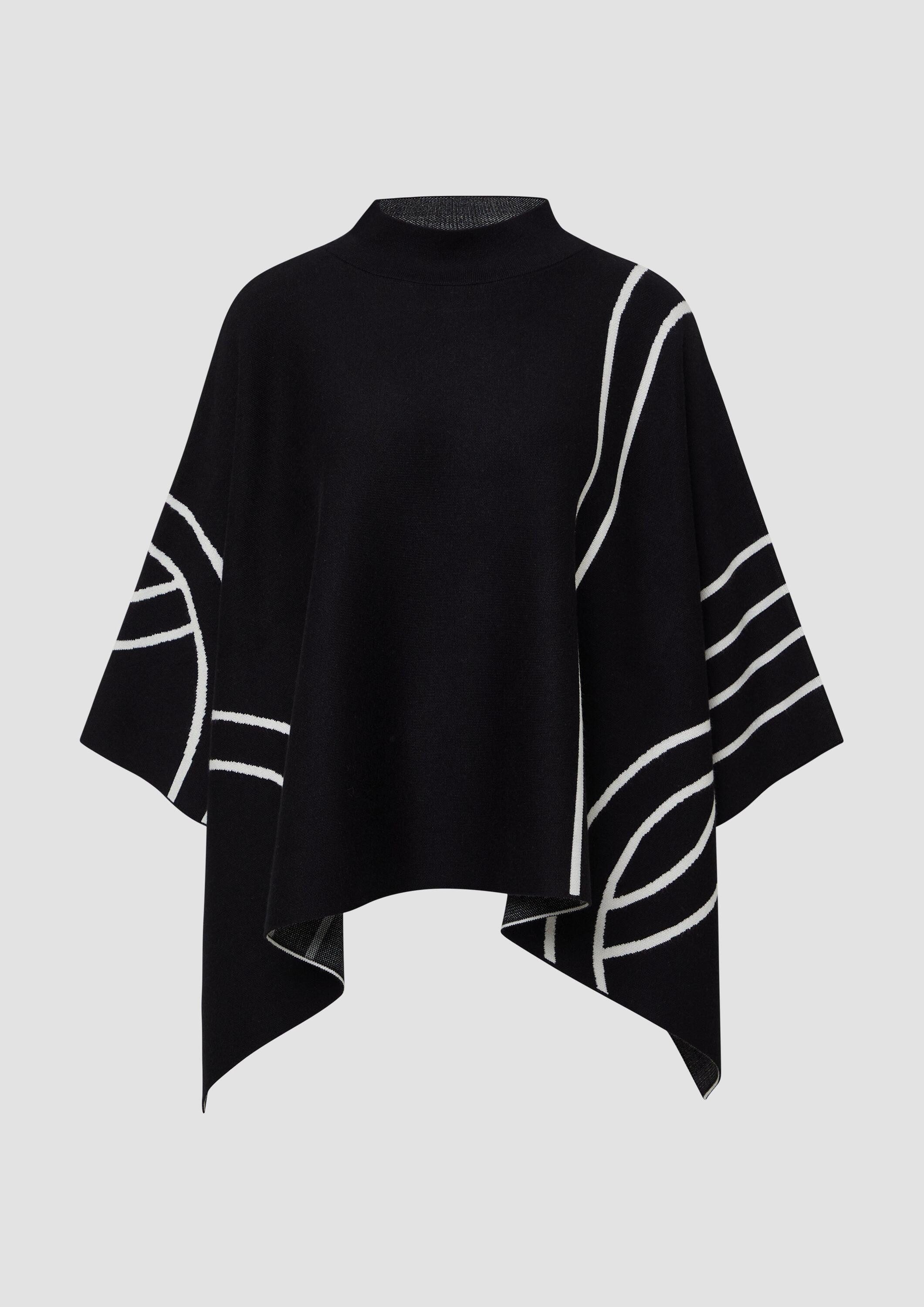 s.Oliver Poncho Strickjacke Strickponcho aus Viskosemix mit Stehkragen