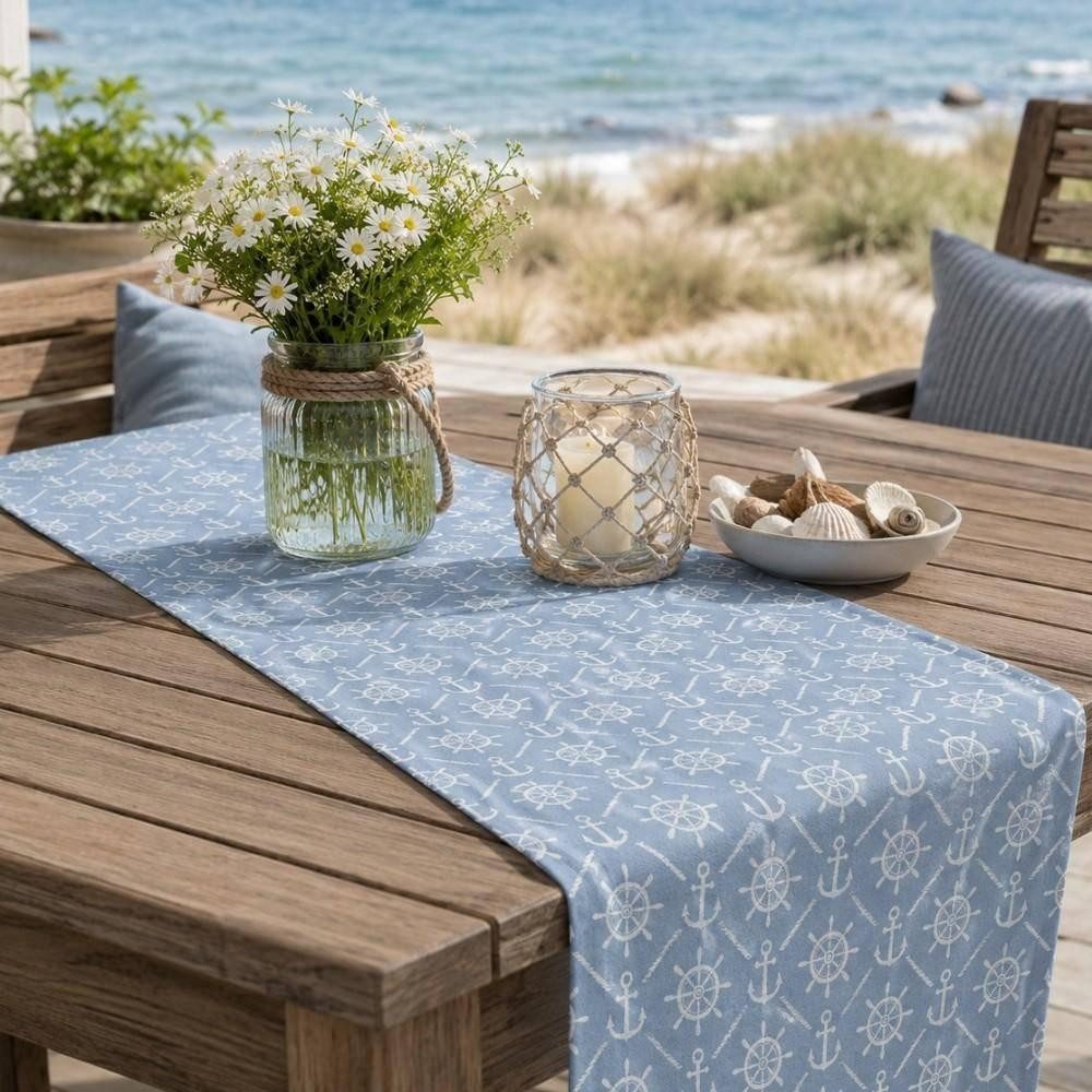 sander table + home Tischläufer Tischläufer Clipper Blau 50 x 140 cm