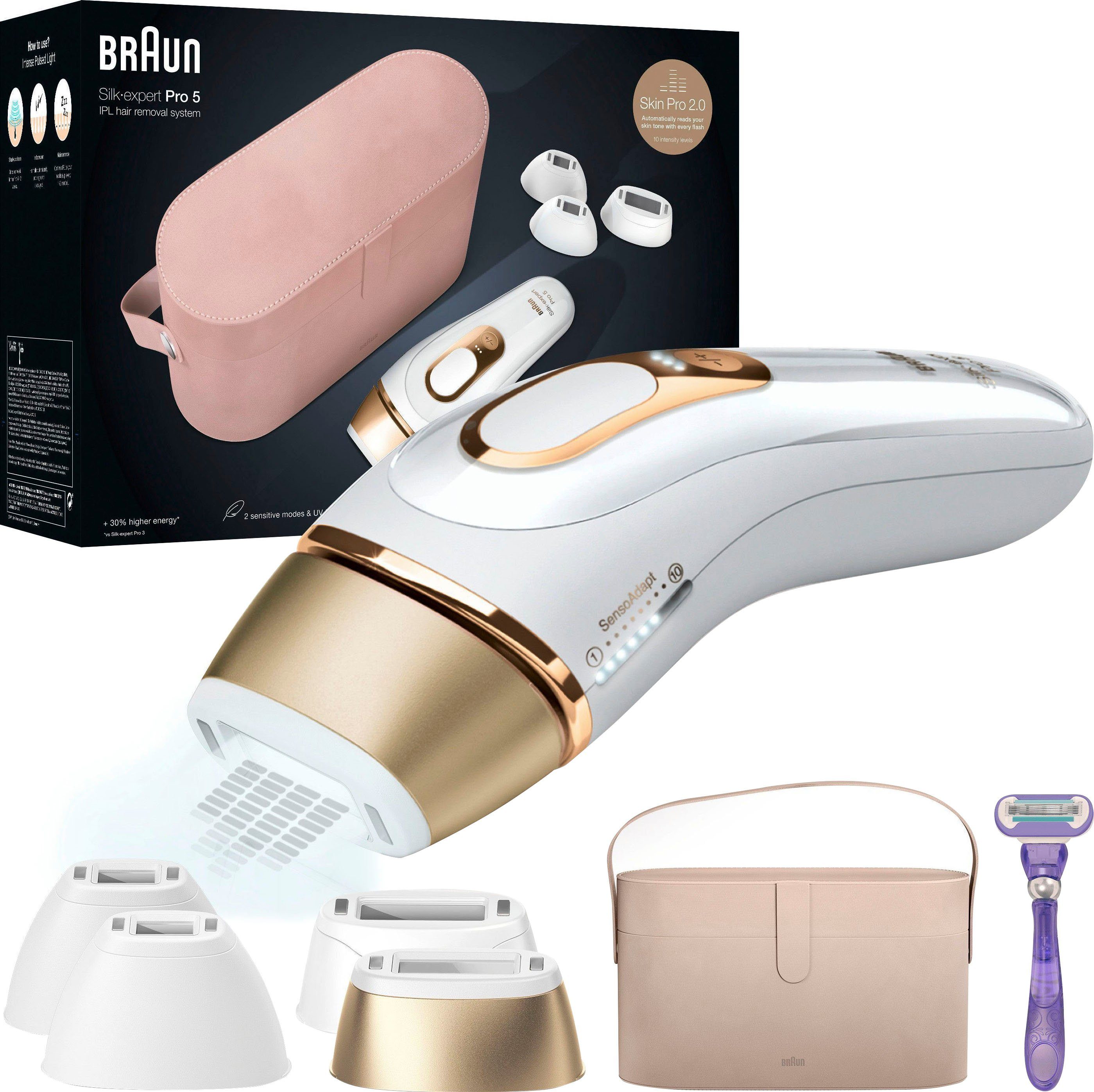 Braun IPL-Haarentferner Silk-expert Pro 5 PL5347, 400.000 Lichtimpulse, für  dauerhaft sichtbare Haarentfernung für Damen und Herren, Mit 5 Jahren  Garantie (es gelten die AGB auf der Braun Website)