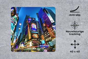 MuchoWow Gaming Mauspad Times Square am Abend (1-St), Mousepad mit Rutschfester Unterseite, Gaming, 40x40 cm, XXL, Großes