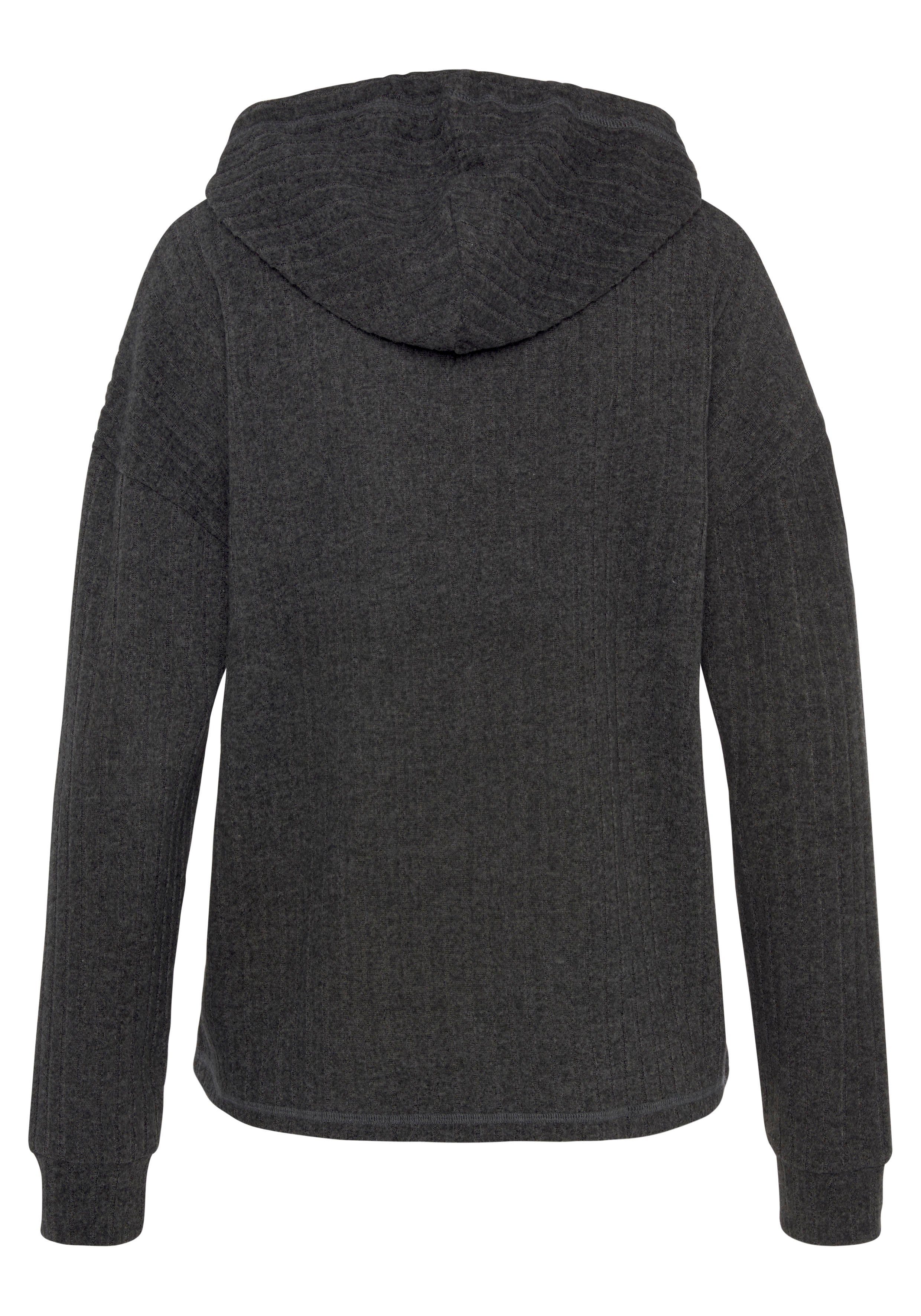 LASCANA Hoodie Strickpullover mit Kapuze und in melierter Optik, Loungewear