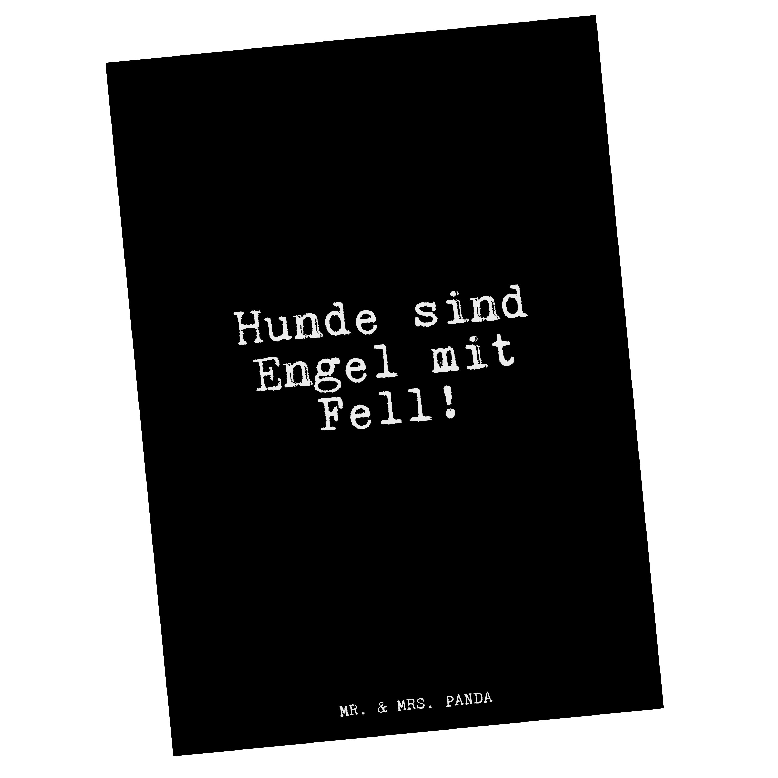 Mr. & Mrs. Panda Postkarte Hunde sind Engel mit... - Schwarz - Geschenk, Glizer Spruch Sprüche W