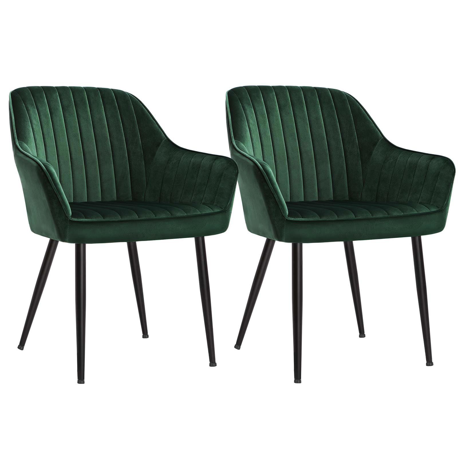 SONGMICS Esszimmerstuhl (2 St), Polsterstuhl mit Metallbeine, Samt, für Sch günstig online kaufen