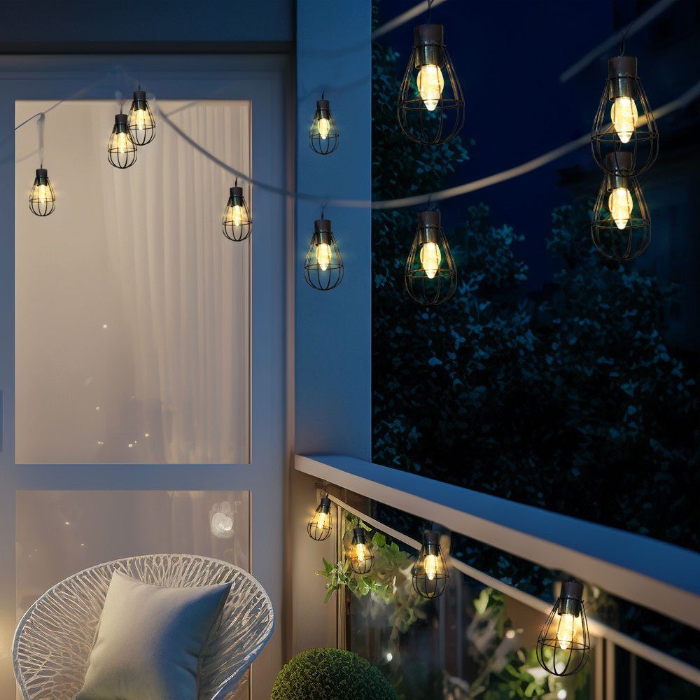 verbaut, Stil LED-Leuchtmittel Lichterkette Solarleuchte, Dekoration etc-shop Solar LED Warmweiß, Retro Solarlampe Aussen Garten fest LED