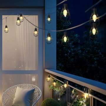 NOWA LED Solarleuchte, LED-Leuchtmittel fest verbaut, Warmweiß, Solar Lichterkette Außenleuchte 30x LED Laternen Retro Gartendeko