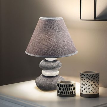 etc-shop Tischleuchte, Leuchtmittel nicht inklusive, Tischleuchte Schlafzimmerleuchte Wohnzimmerlampe Keramik grau E14
