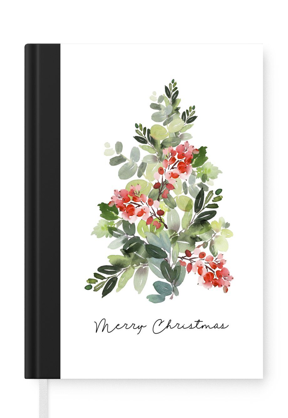 Haushaltsbuch Weihnachtsbaum Tagebuch, - A5, Aquarell, Notizheft, Journal, MuchoWow Merkzettel, - Notizbuch Zitat 98 Seiten,