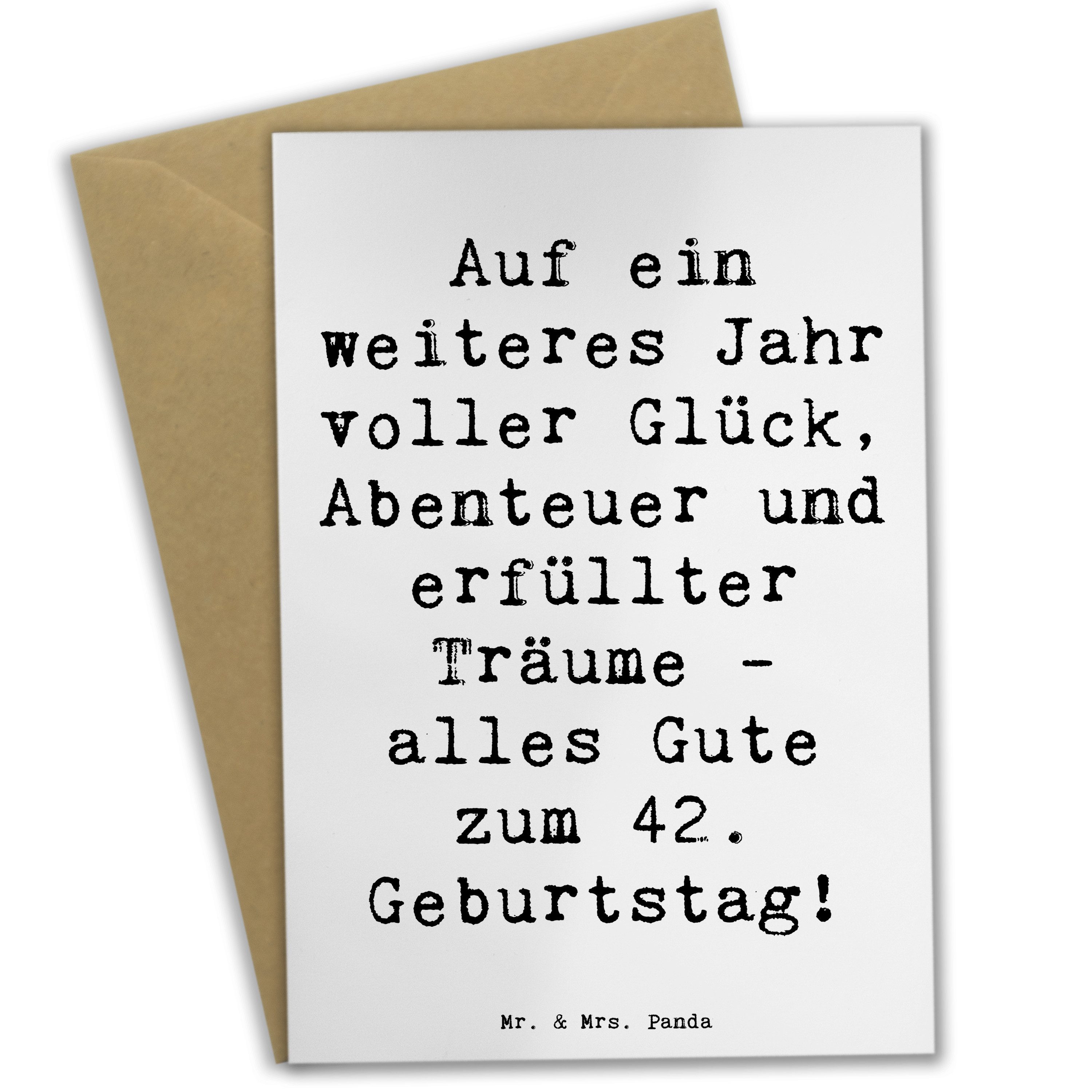 Grußkarte Spruch 42. Geburtstag - Weiß - Geschenk, Meilenstein, Glückwunschkart