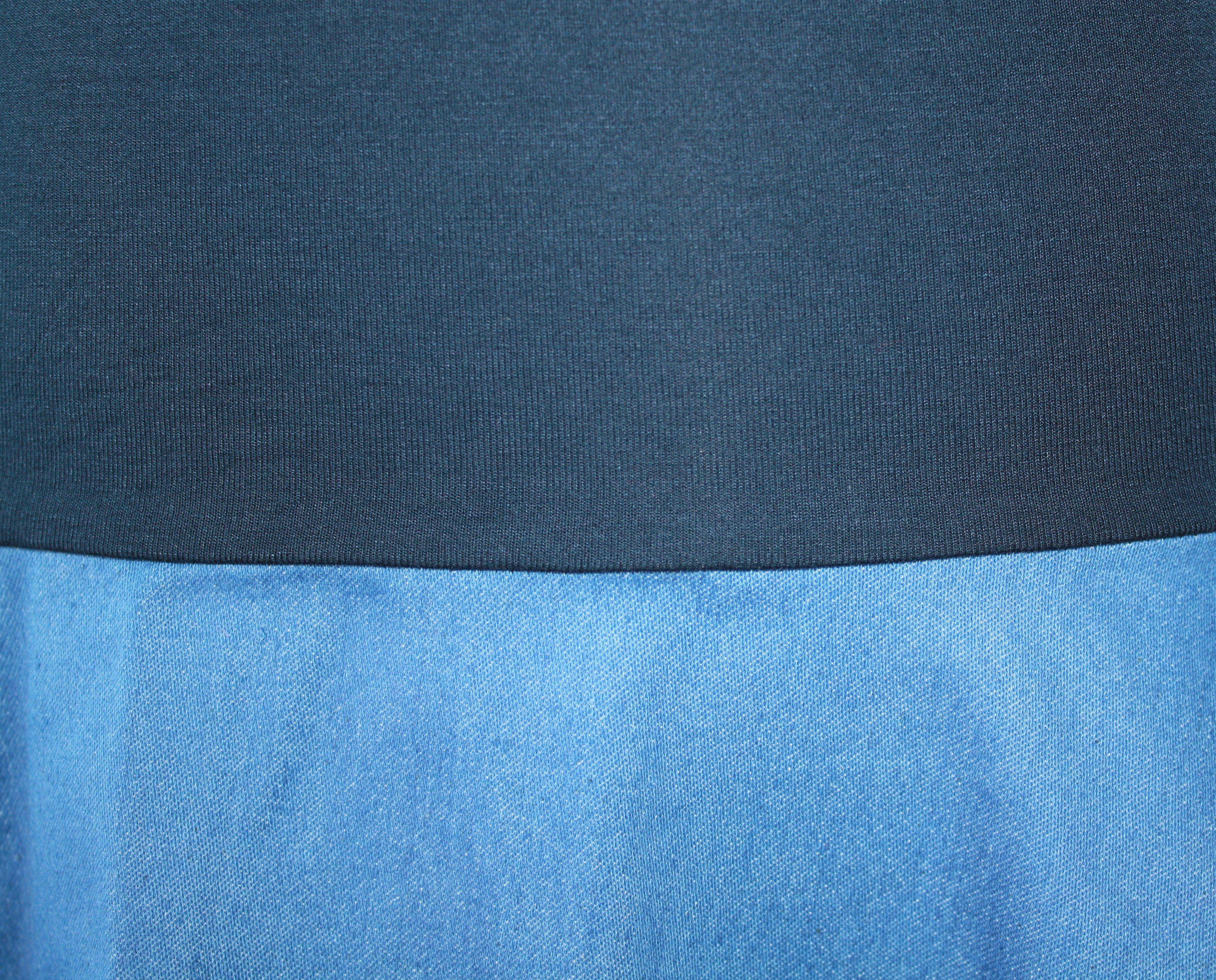 design dunkle Blau Blau Bund A-Linie elastischer 46cm Jeansrock Mini