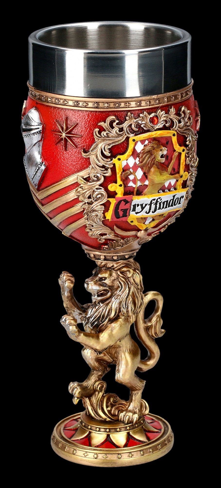 Figuren Shop GmbH Becher Harry Potter Kelch - Gryffindor - Film Dekoration Becher, Kunststein (Polyresin), Edelstahl