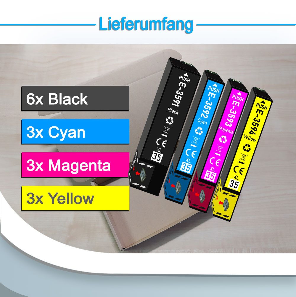 Thumbnail - Druckerparadies 15er Pack Druckerpatronen 35 35XL kompatibel mit Epson WF-4740 Tintenpatrone (15-tlg)