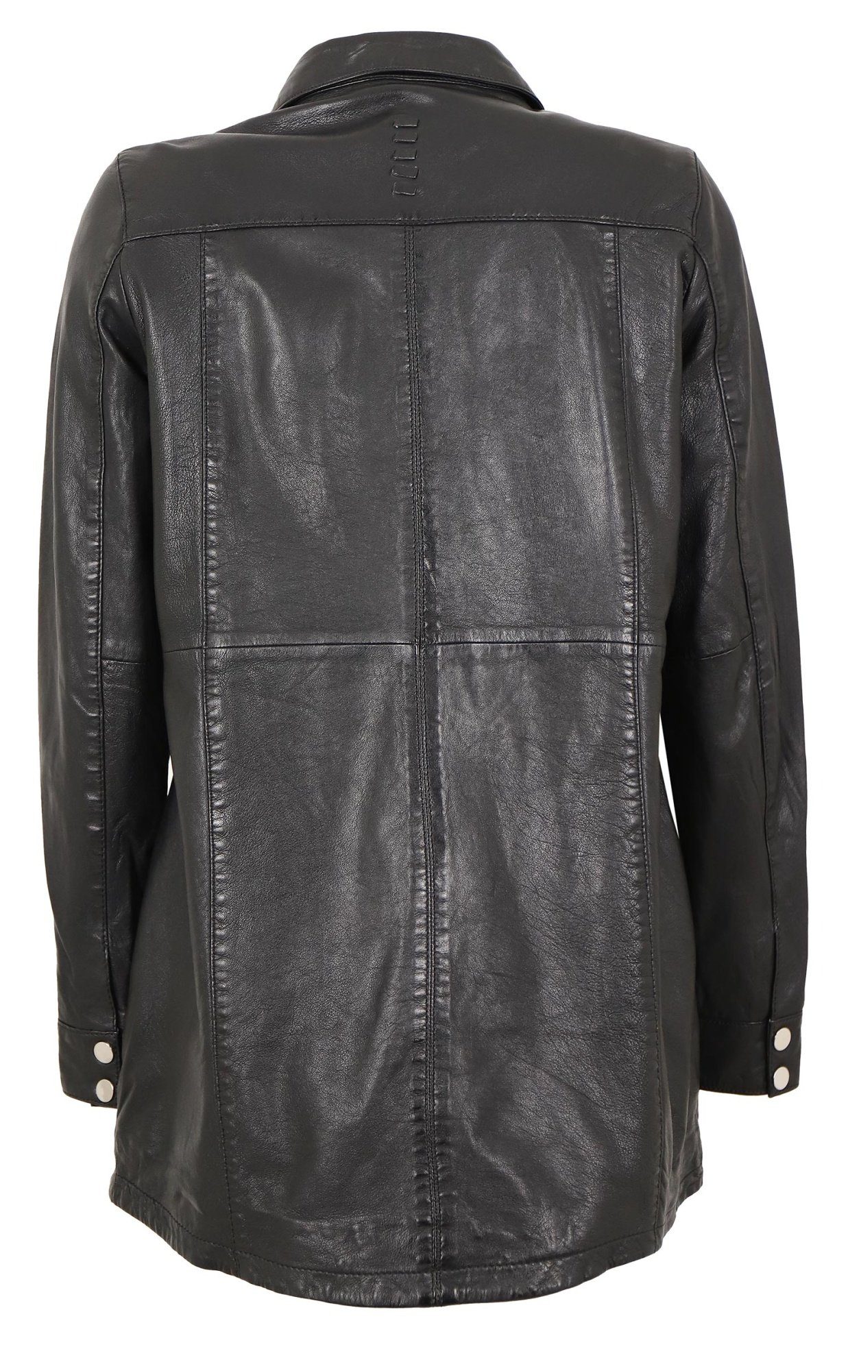 Gipsy by Mauritius Lederjacke G2WMiha Gipsy - Damen Lederhemd lang Lammnappa Mantel Overlook schwarz